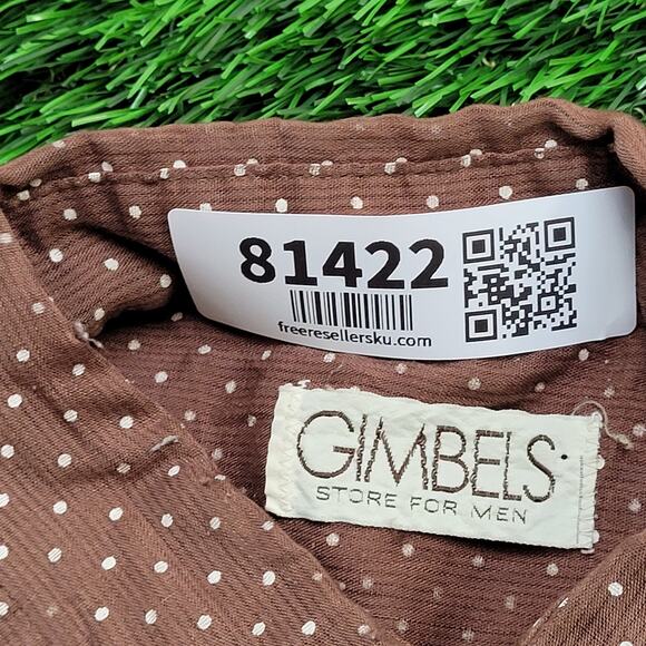 Vintage 90s Polka-Dot Disco Button Shirt Medium 18x27 Brown - Picture 7 of 11